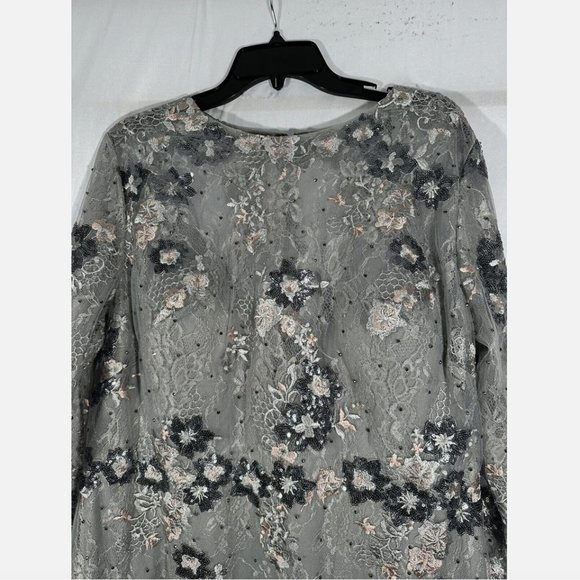 NWT $598 Mac Duggal [ 18W‎ ] Embellished Illusion Long Sleeve A Line Gown #Q542 - Picture 11 of 16